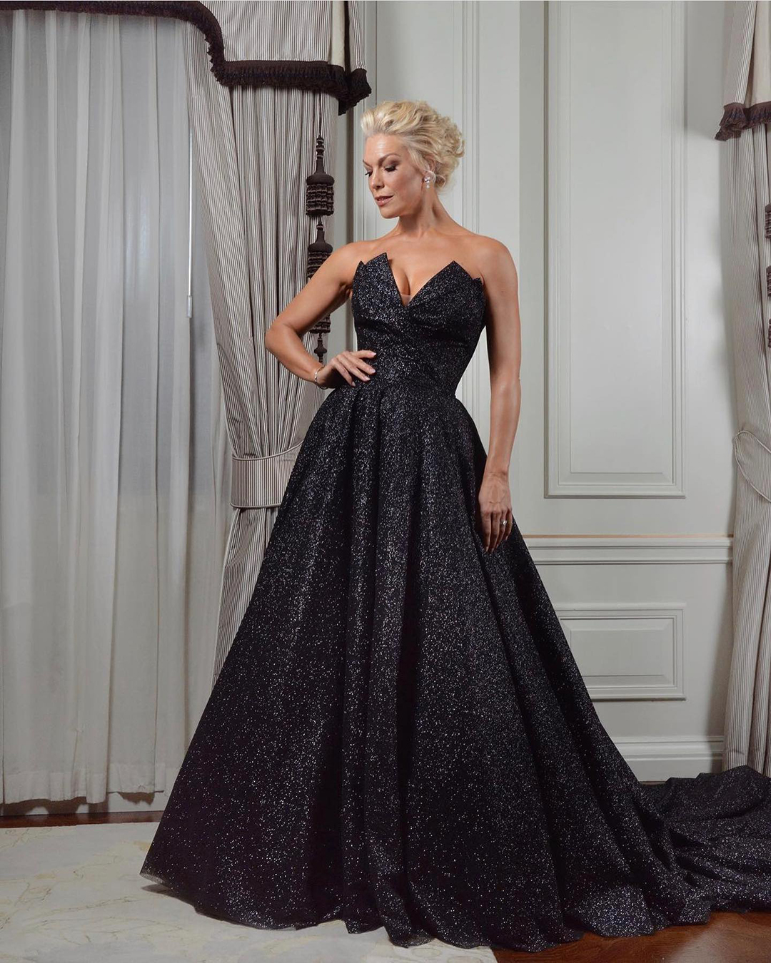 black wedding dresses a line strapless neckline sequins elegant suzanneneville