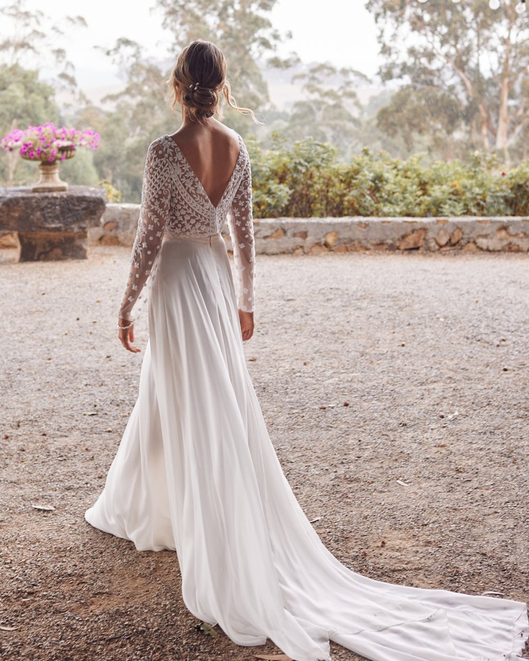 country style wedding dresses lace top with long sleeves anna campbell