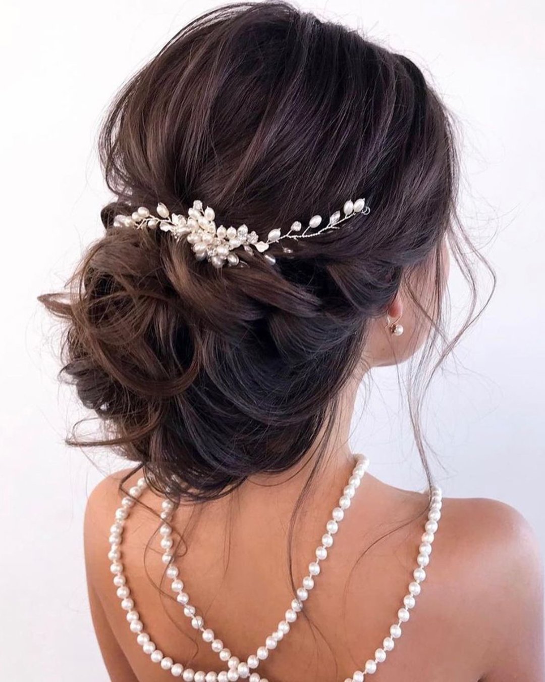 elegant wedding hairstyles volume low updo with pearls nikolaeva_liliua