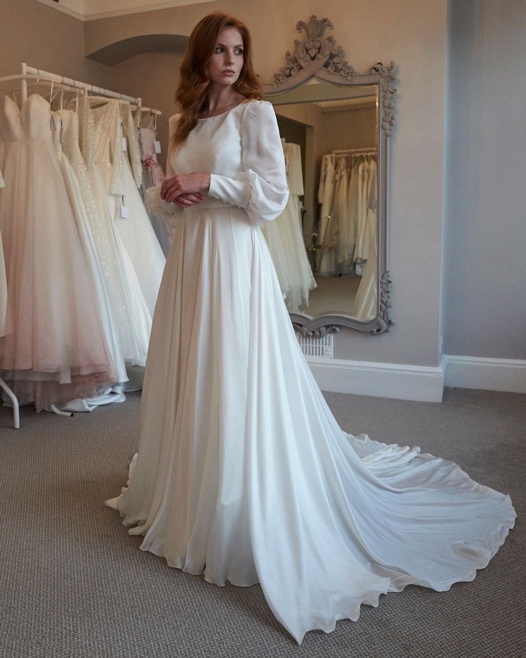 long sleeve wedding dresses simple a line with long sleeves modest sassiholford