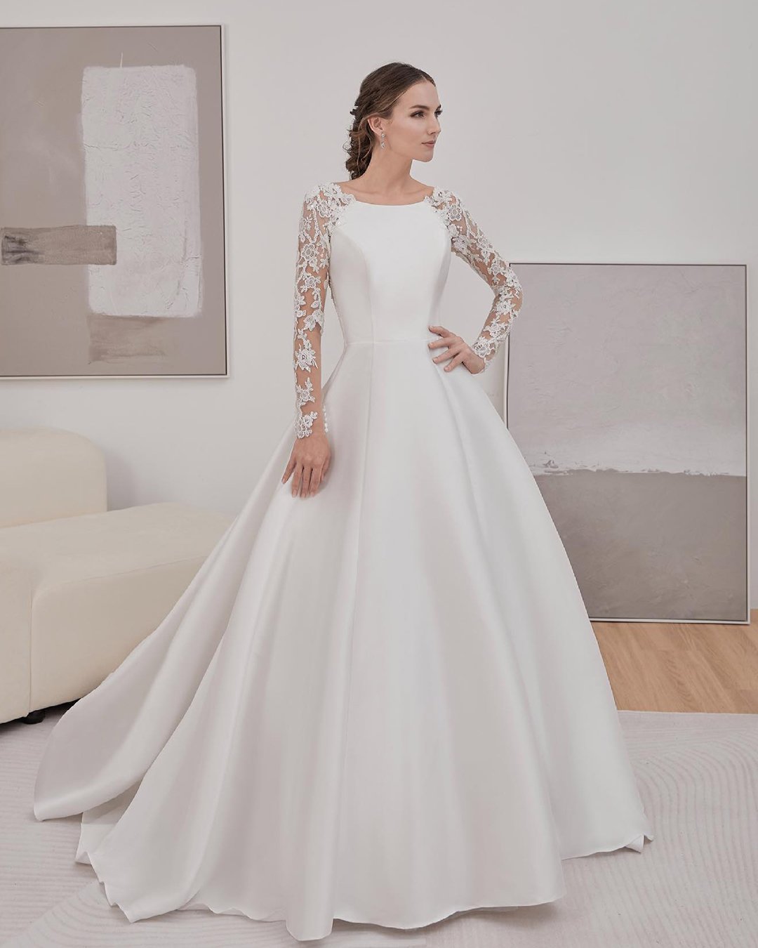 modest wedding dresses ball gown withlace long sleeves digiobridal