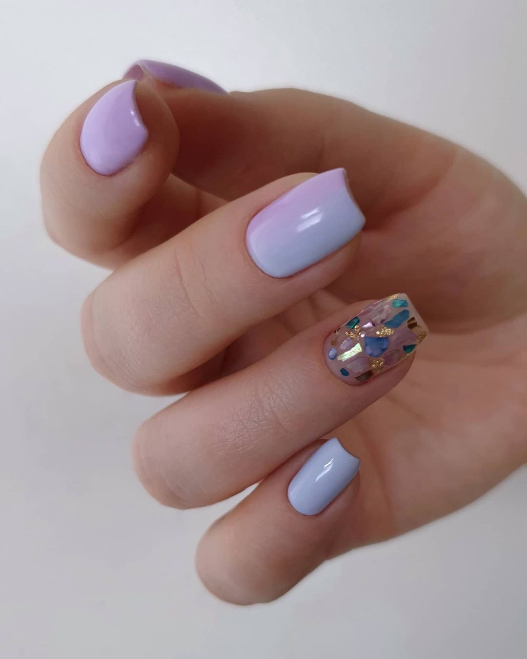 nail ideas for wedding in blue lilac ombre tones kangannynails