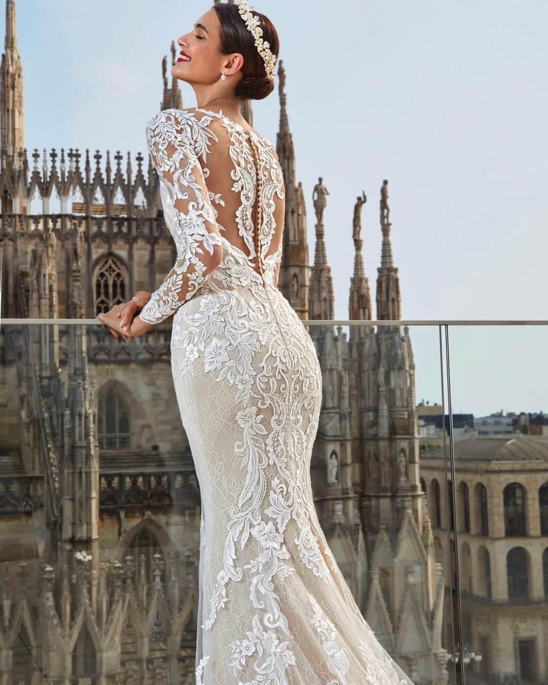 tattoo effect wedding dresses lace with sleeves sexy demetriosbride
