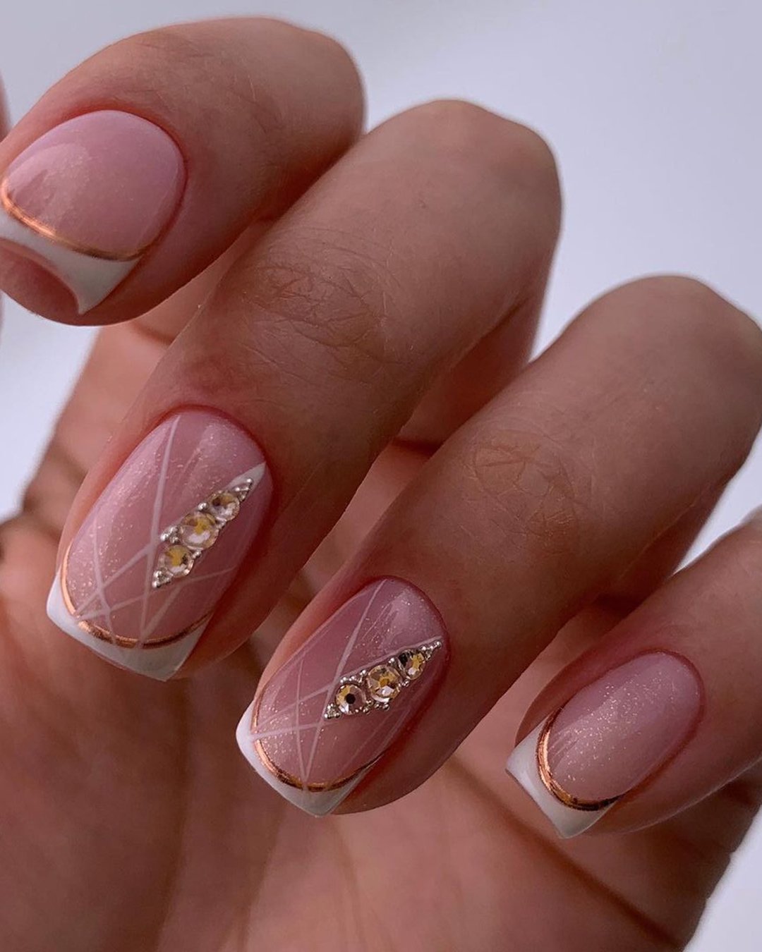 wedding nails french manicure design with rhinestones lyasha_nevskaya