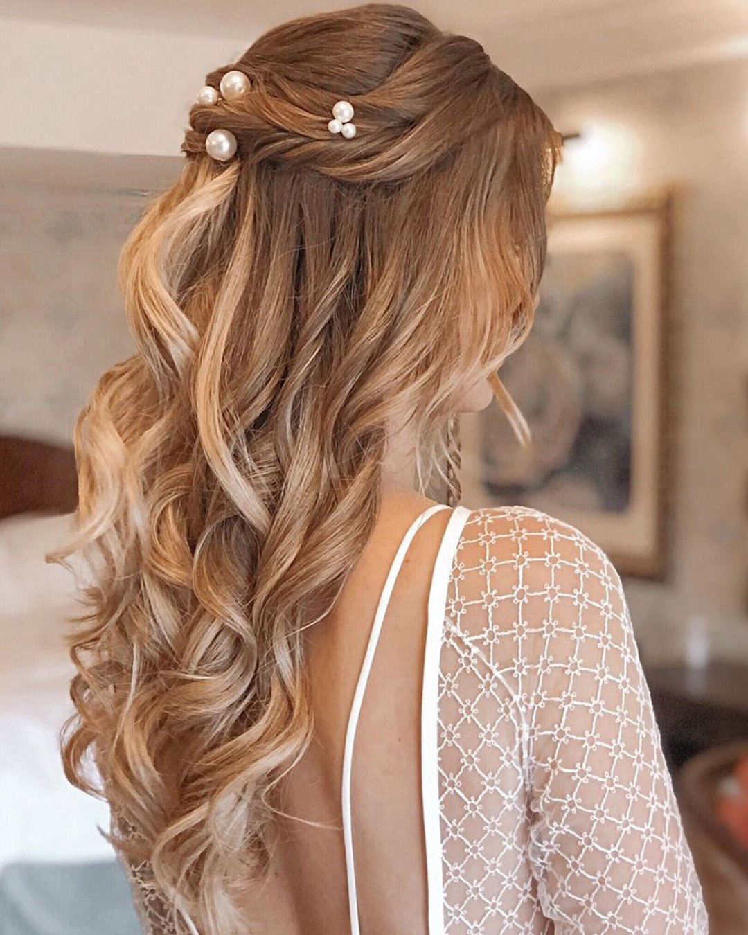 elegant wedding hairstyles simple half up on long hair melissaclaremakeup