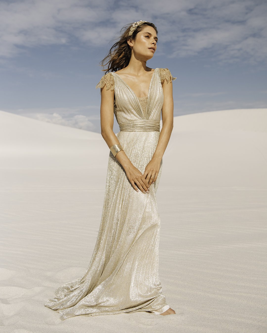 greek wedding dresses a line gold v neckline beach catherine deane