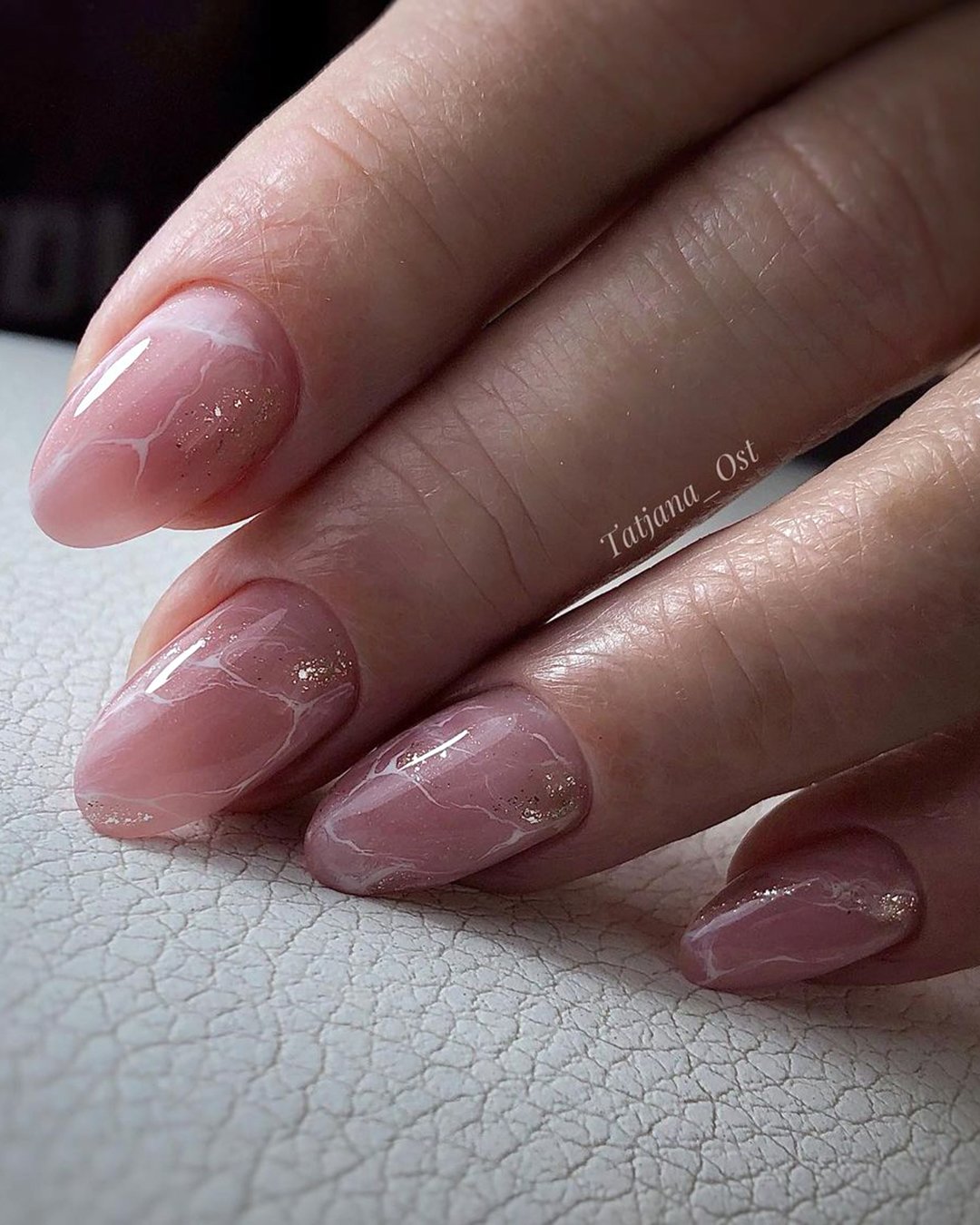 nail design wedding ideas gentle marble pink tatjana_ost