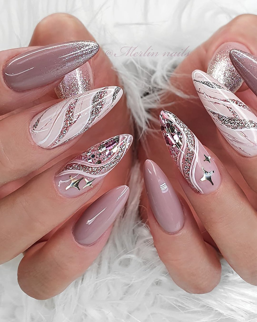 nail design wedding ideas pink sparkling design merlin_nails