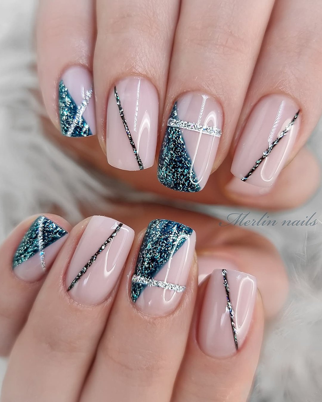 nail design wedding ideas pink sparkling design stripes merlin_nails