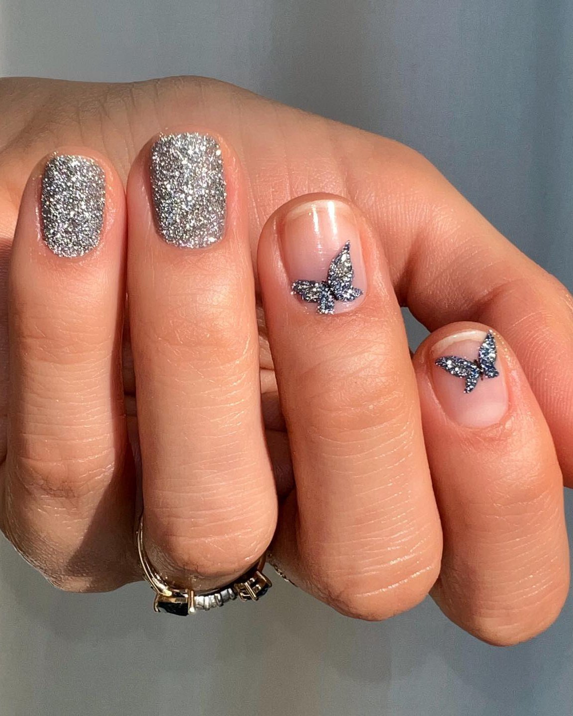 nail design wedding ideas sparkling with butterflies betina_goldstein