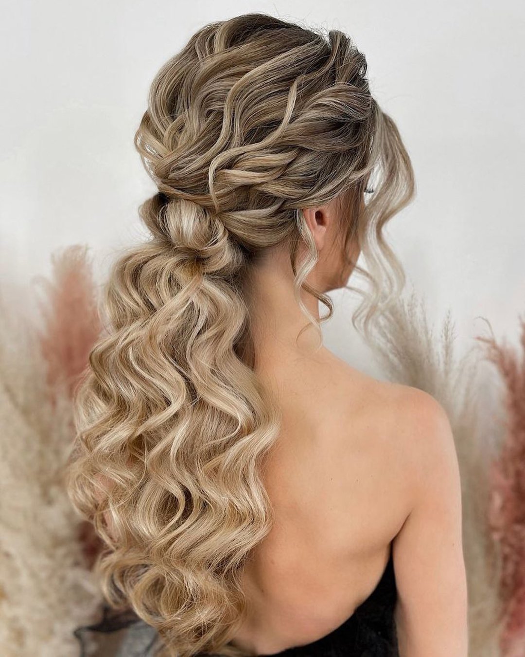 pony tail hairstyles for wedding wavy long simple art4studio