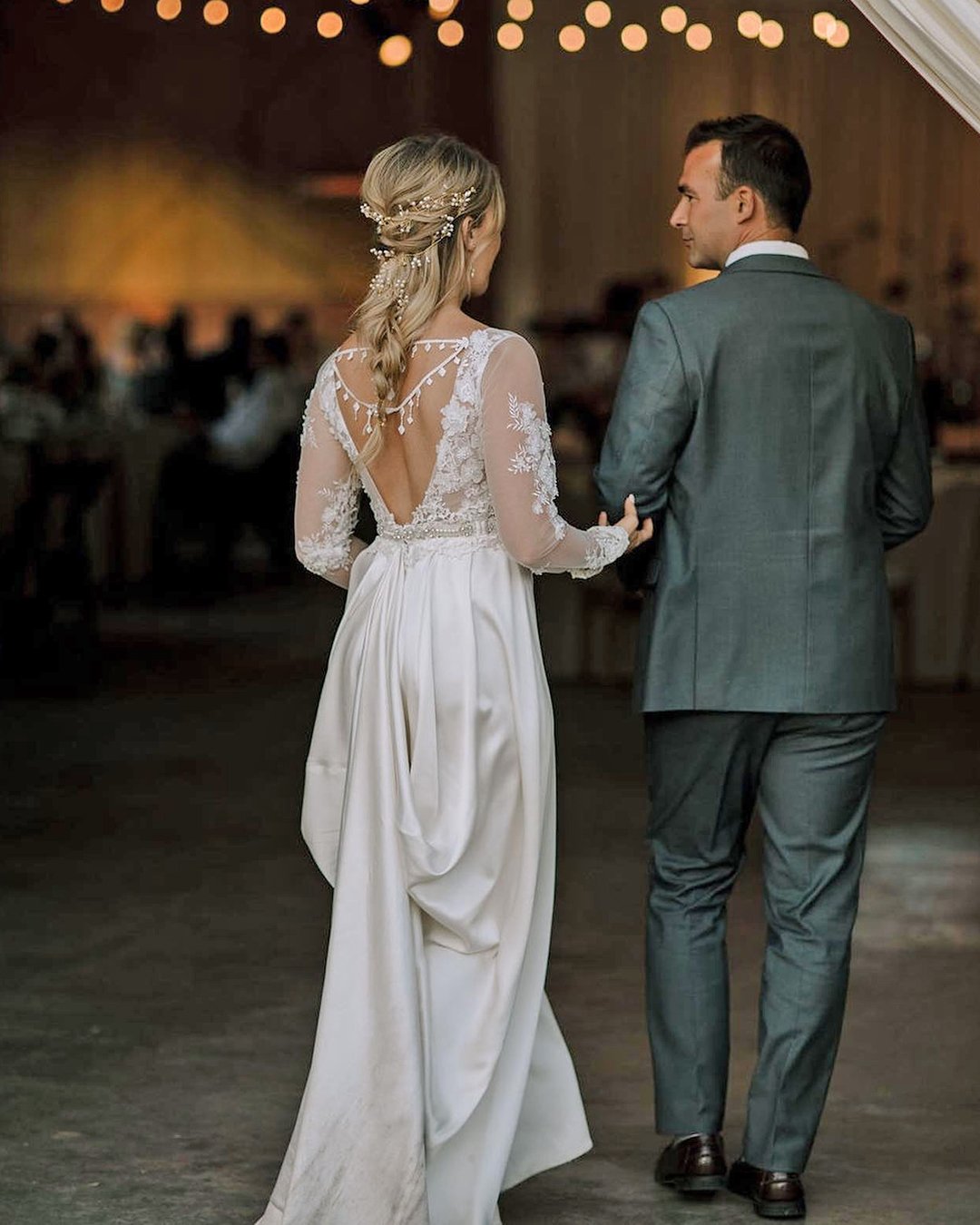rustic wedding dresses with long sleeves open back a line clairepettibone