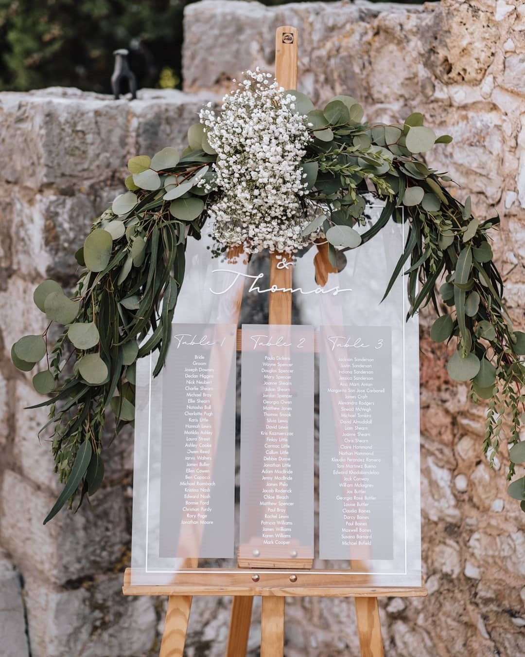 wedding greenery signs with floral decor