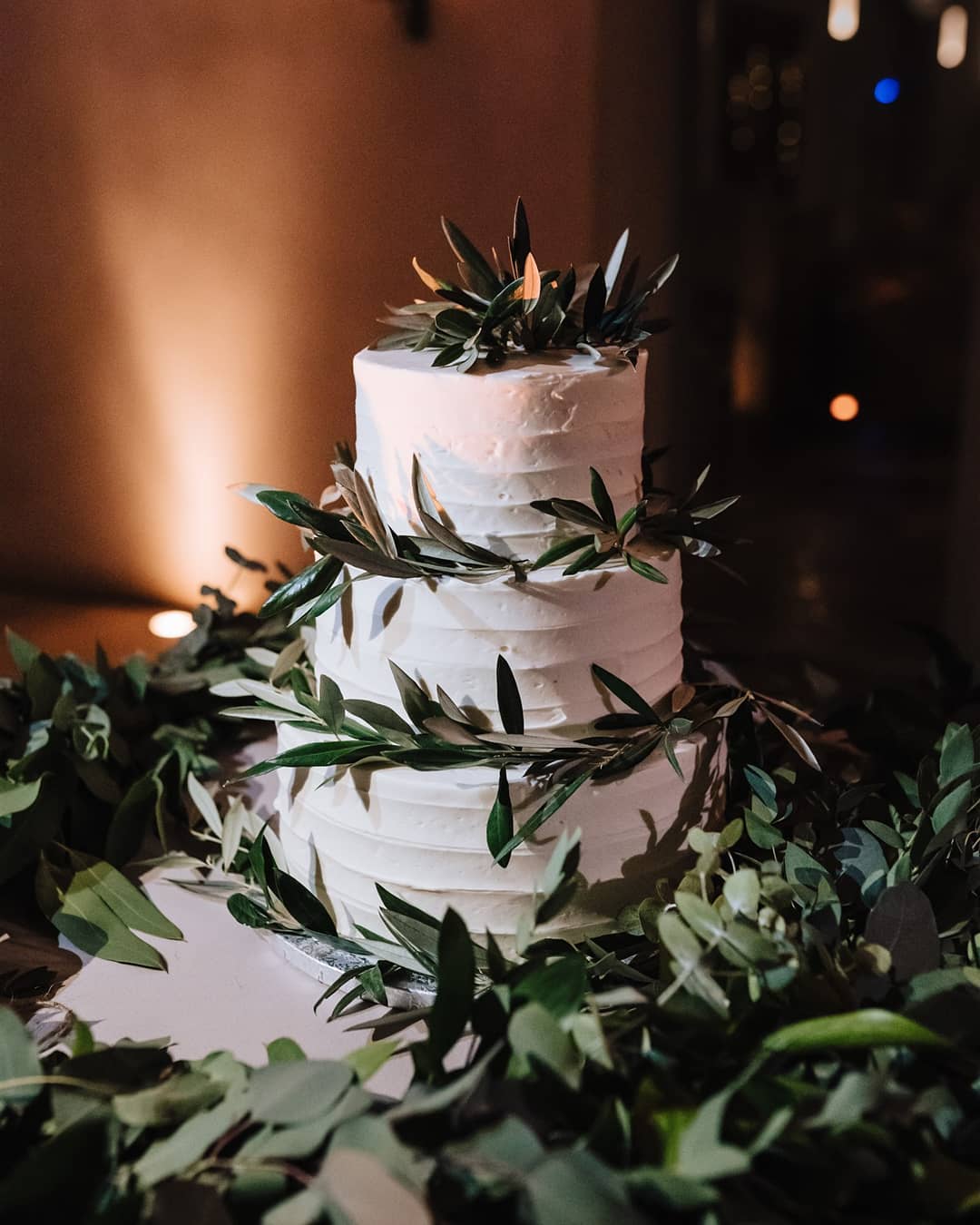 wedding greenery wedding cake decor