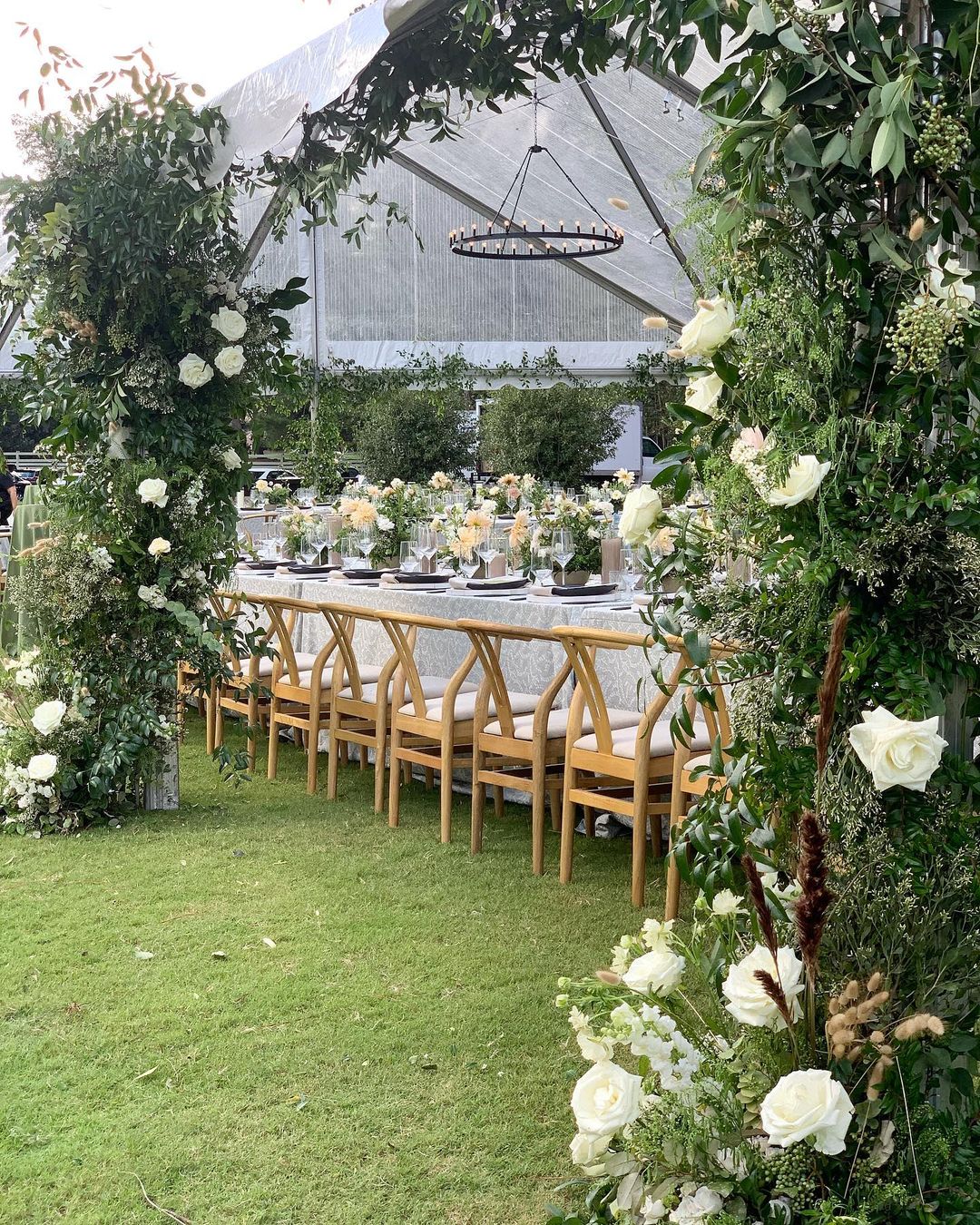 wedding tent white tent ideas with greenery
