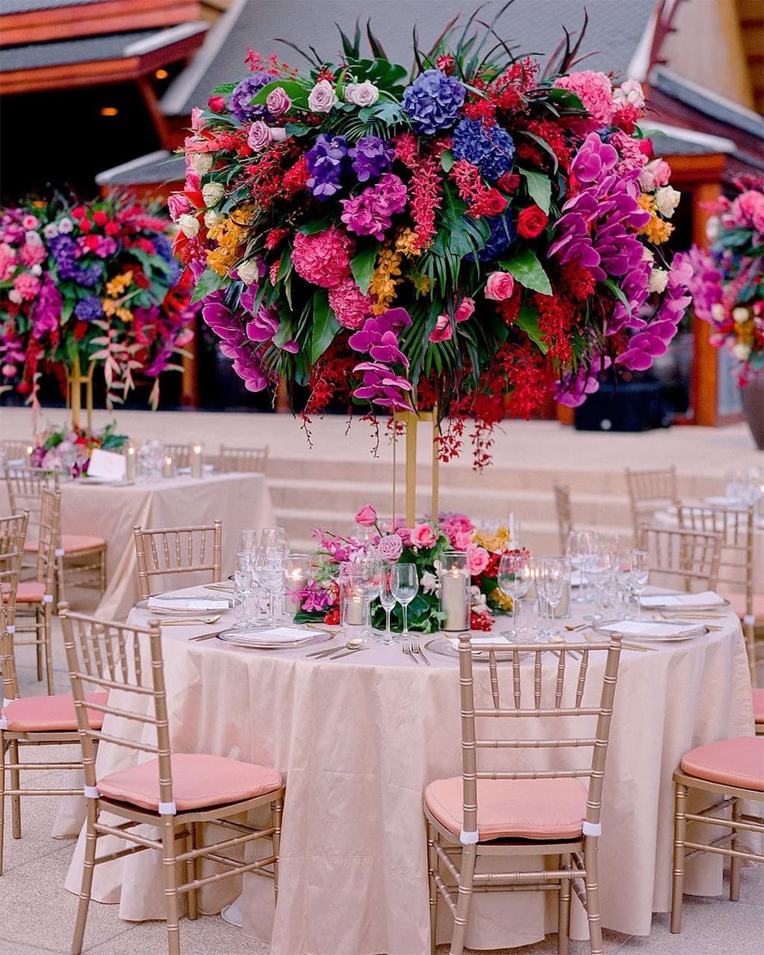 whimsical wedding centerpiece coloful bouquets
