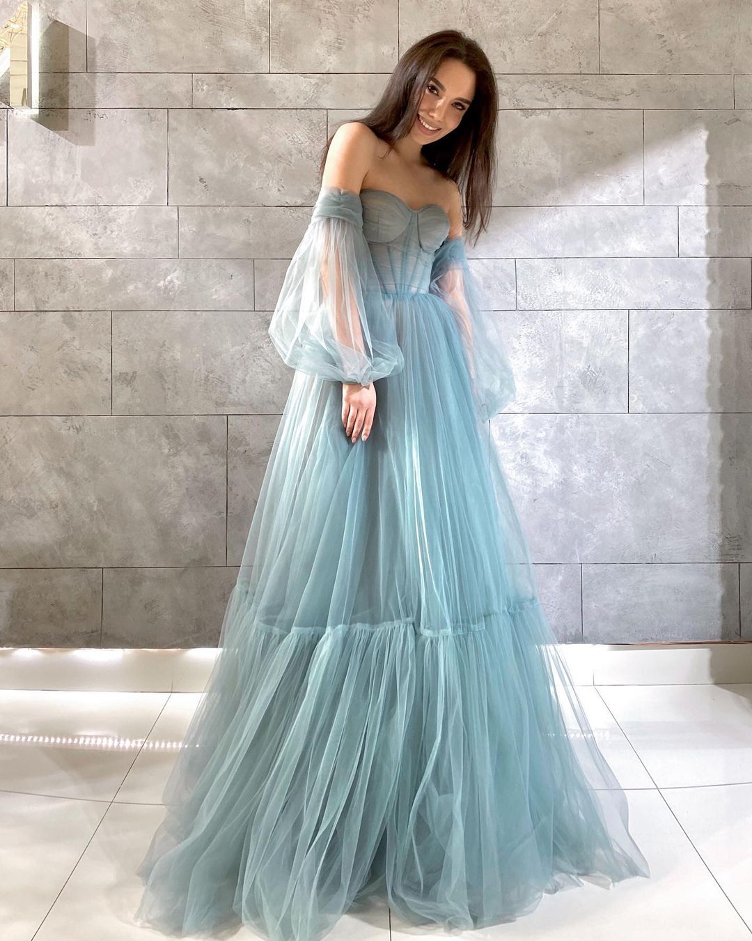 blue colourful wedding with sleeves strapless dresses millanova