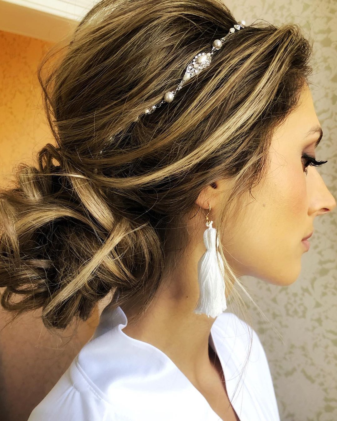 boho wedding hairstyles slightly messy elegant low bun ashandcobridalhair