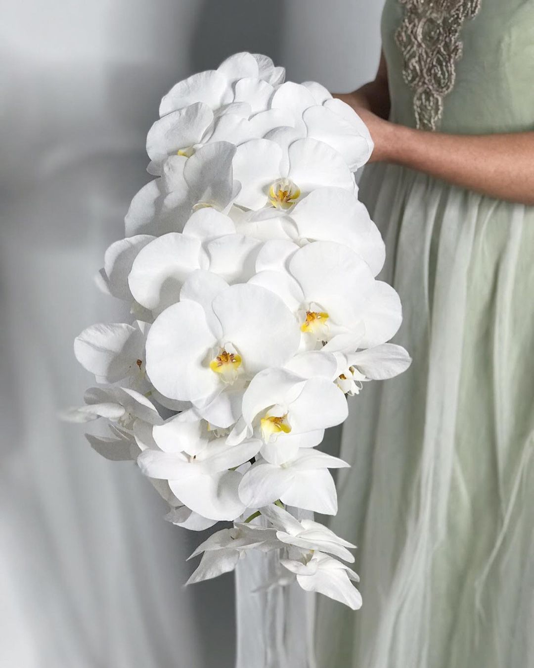 cascading wedding bouquets with orchids
