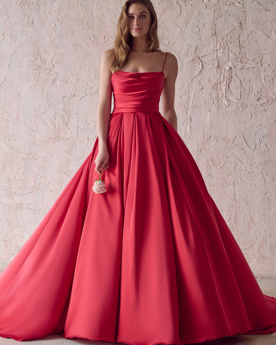 colourful wedding dresses ball gown red simple with spaghetti straps maggie sottero