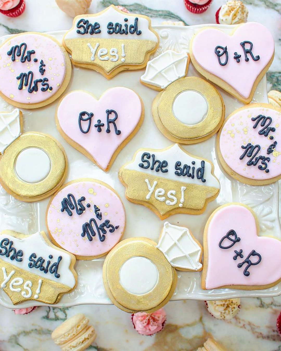 engagement party cakes cookies with a date