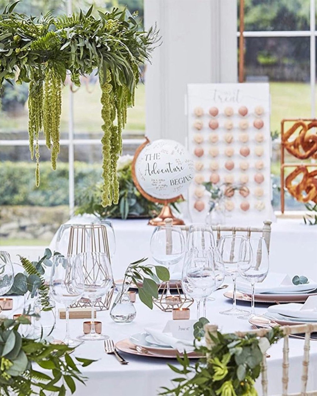 engagement party cakes greenery themed dessert table