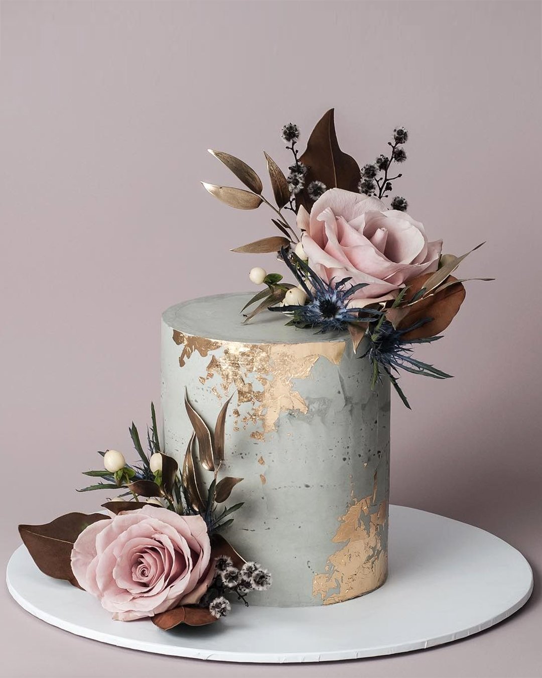 engagement party cakes grey and gold