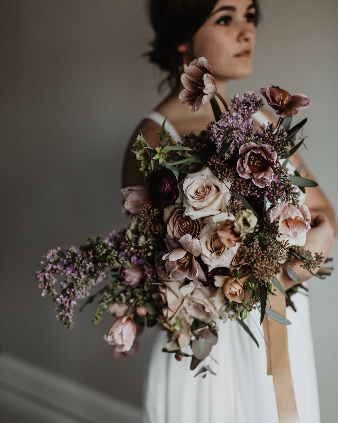 fall wedding bouquets moody weddng bouquets with dark greens