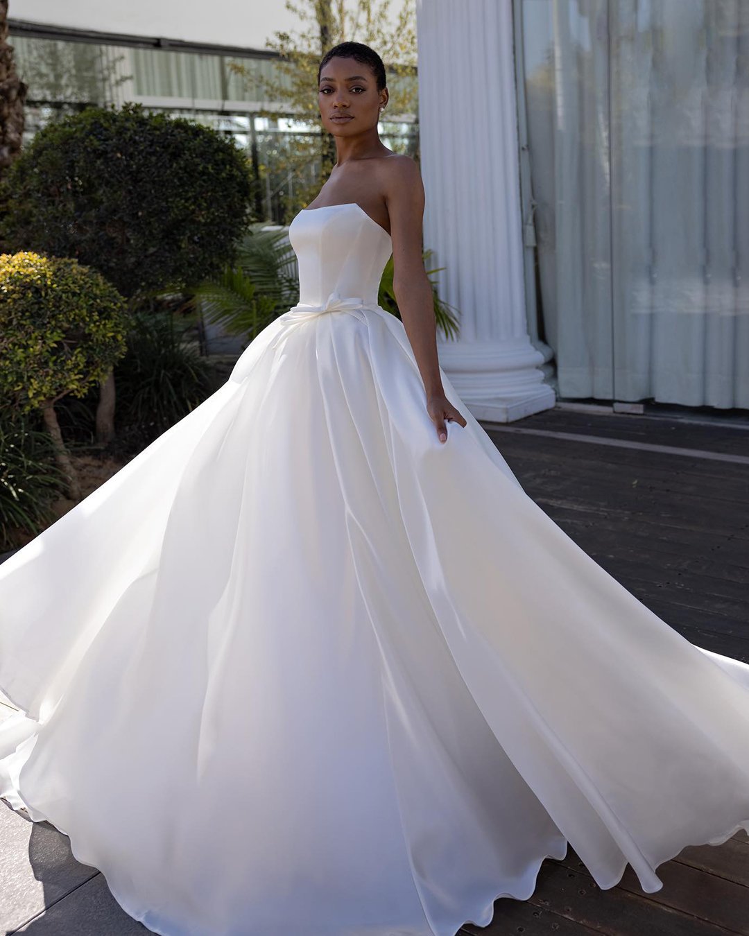 fashion forward wedding dresses simple ball gown strapless neckline pninatornai