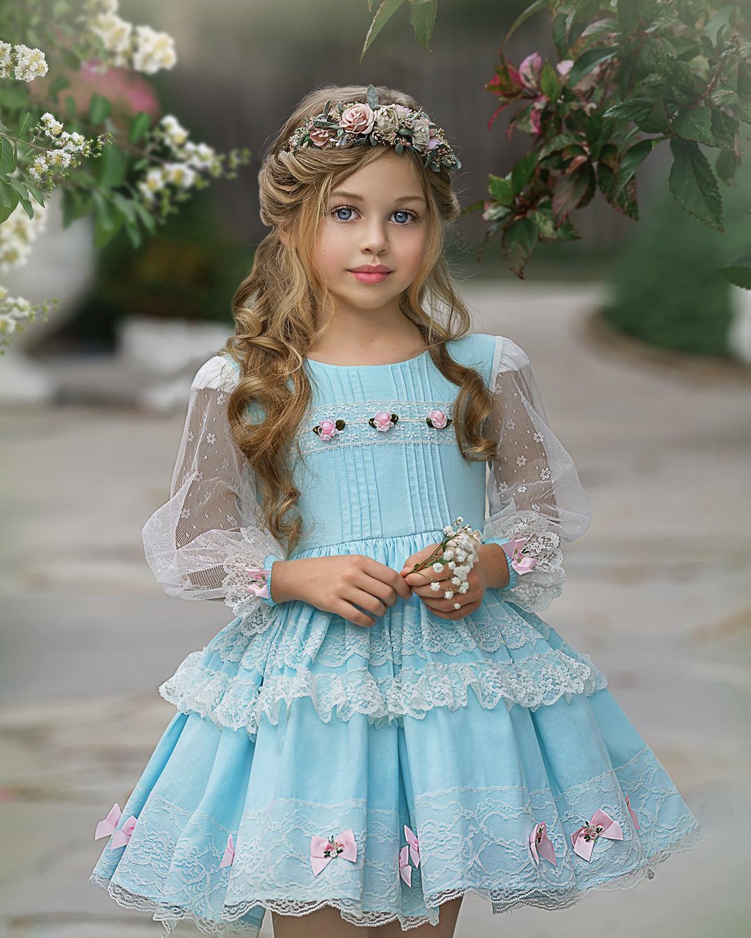 flower girl dresses blue with sleeves lace rustic dollcakevintage