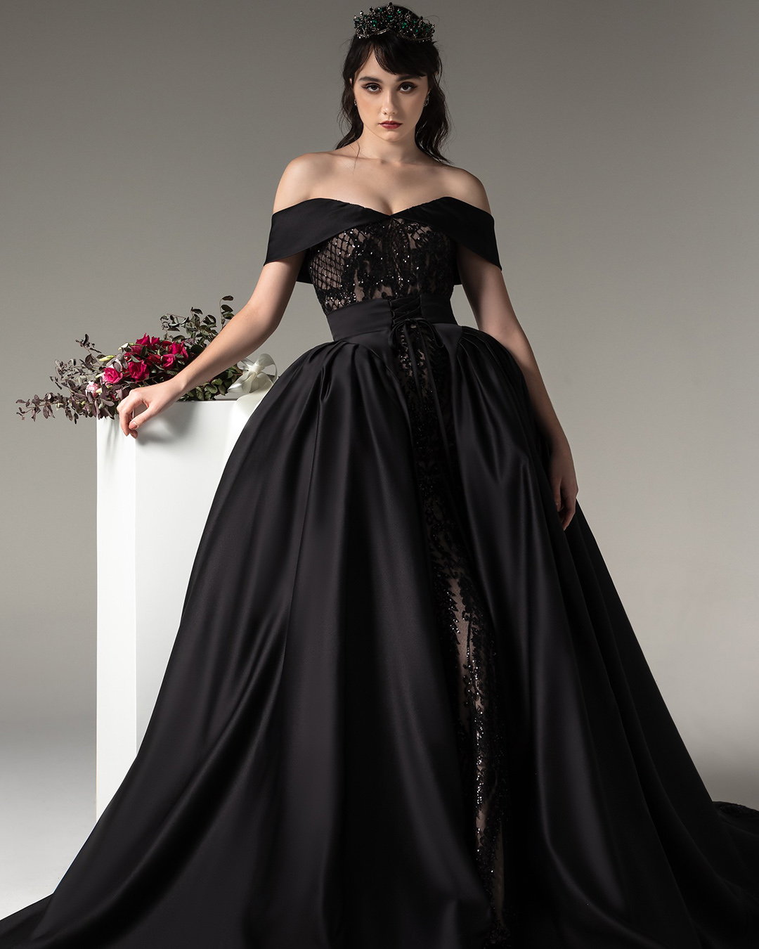 gothic wedding dresses ball gown strapless off the shoulder cocomelody