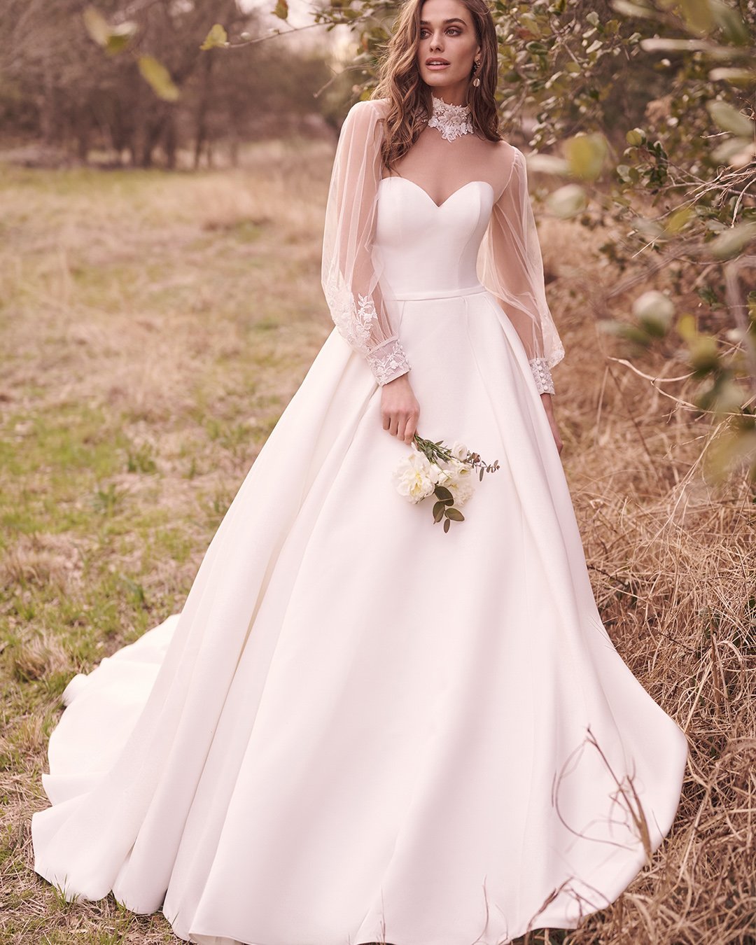 long sleeve wedding dresses simple sweetheart neckline maggie sottero