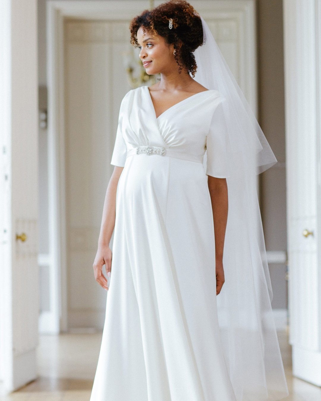 maternity wedding dresses simple v neckline with sleeves tiffanyrosematernit