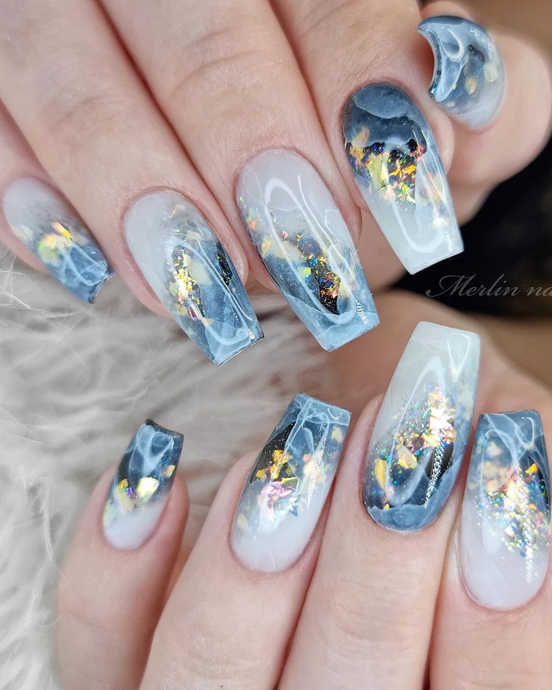 nail ideas for wedding blue gloss abstract merlin_nails