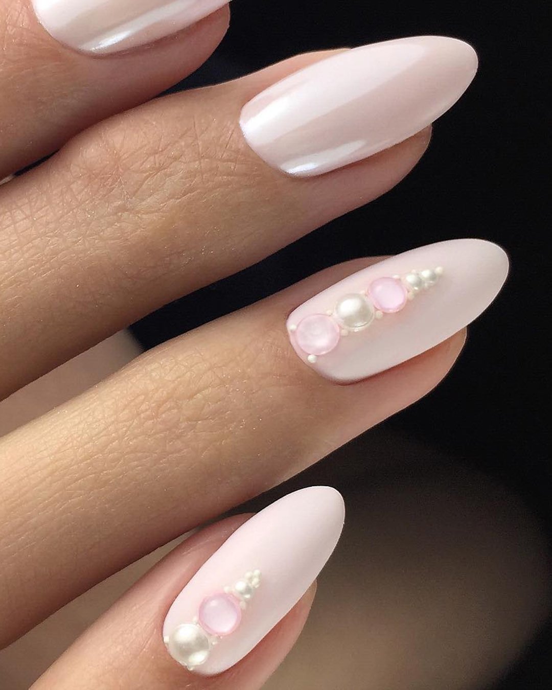 pinterest nails for wedding minimalistic elegant pink with pearls mariapro.nails