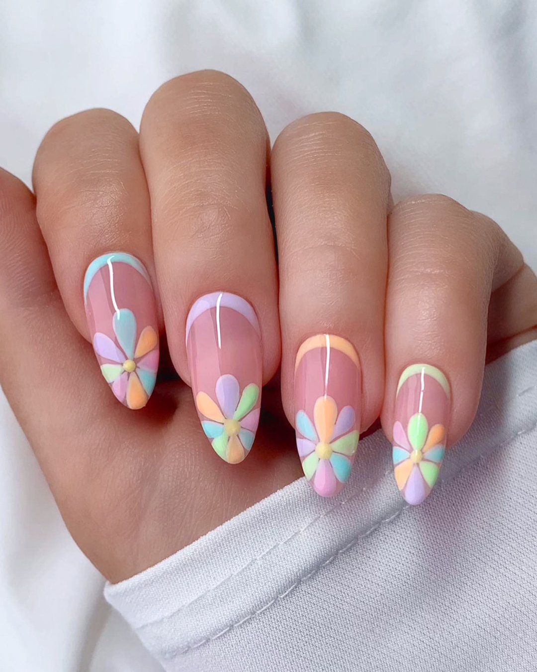 pinterest nails for wedding summer colorful with flowers charsgelnails_