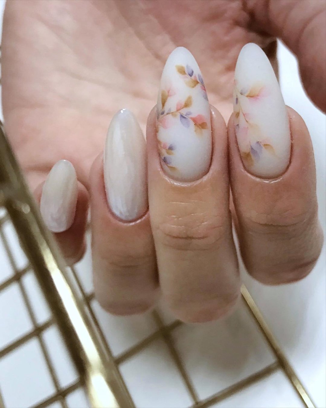pinterest nails for wedding transparent white and flowers dizi_nail