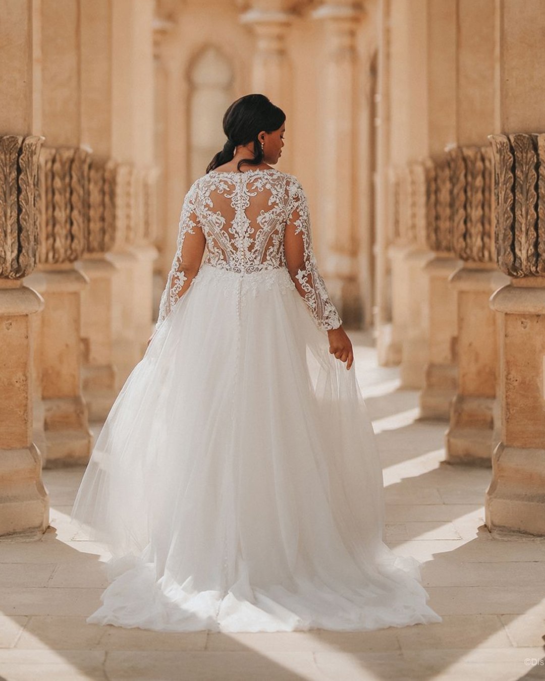plus size wedding dresses with sleeves a line tattoo efect back lace allure