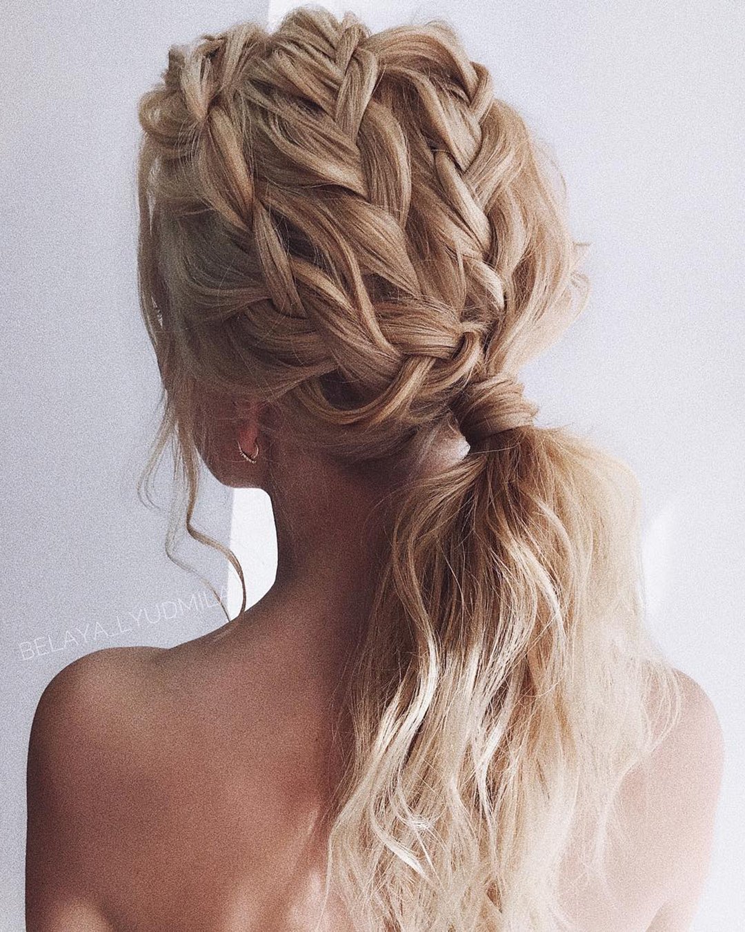 pony tail hairstyles textured braided low on blonde hair belaya_lyudmila