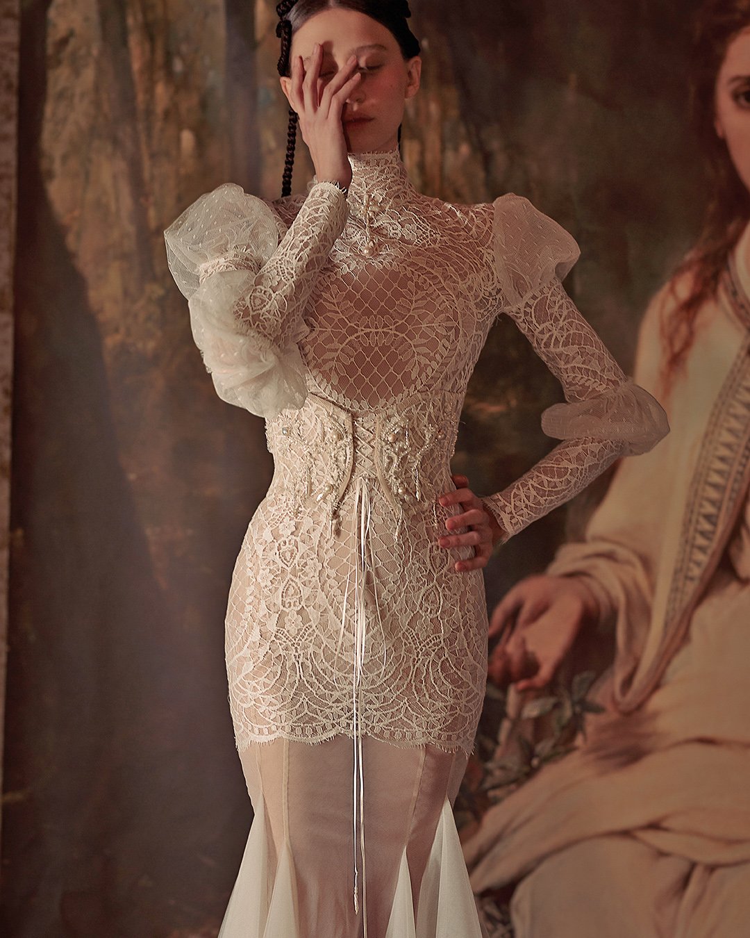 victorian wedding dresses with long sleeves lace high neckline kim kassas