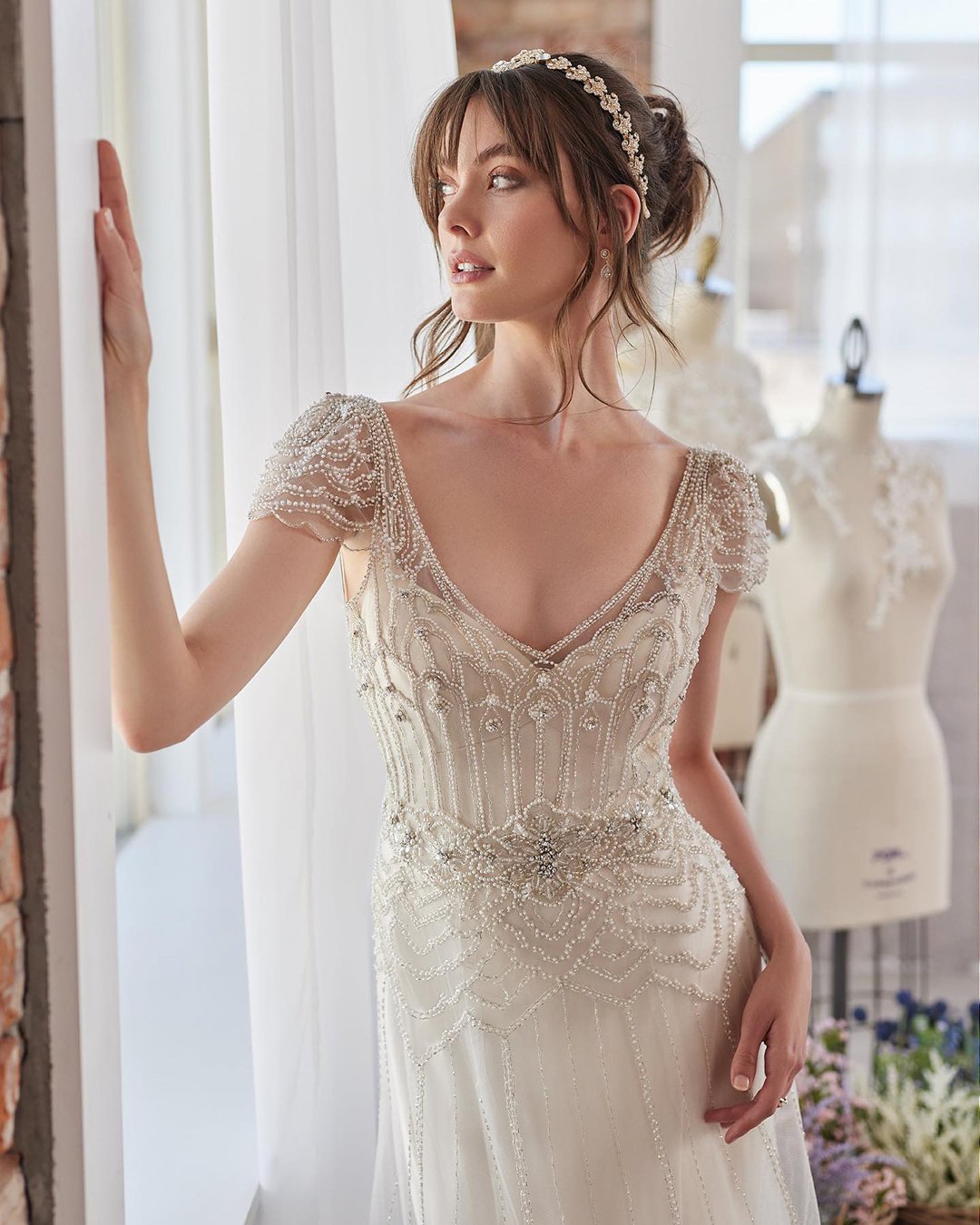 vintage inspired wedding dresses with cap sleeves beaded country maggiesotterodesigns