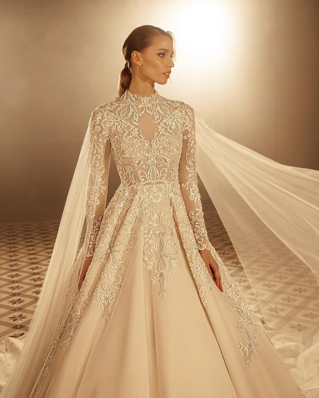 vintage inspired wedding dresses with long sleeves lace high neck innocentiadresses
