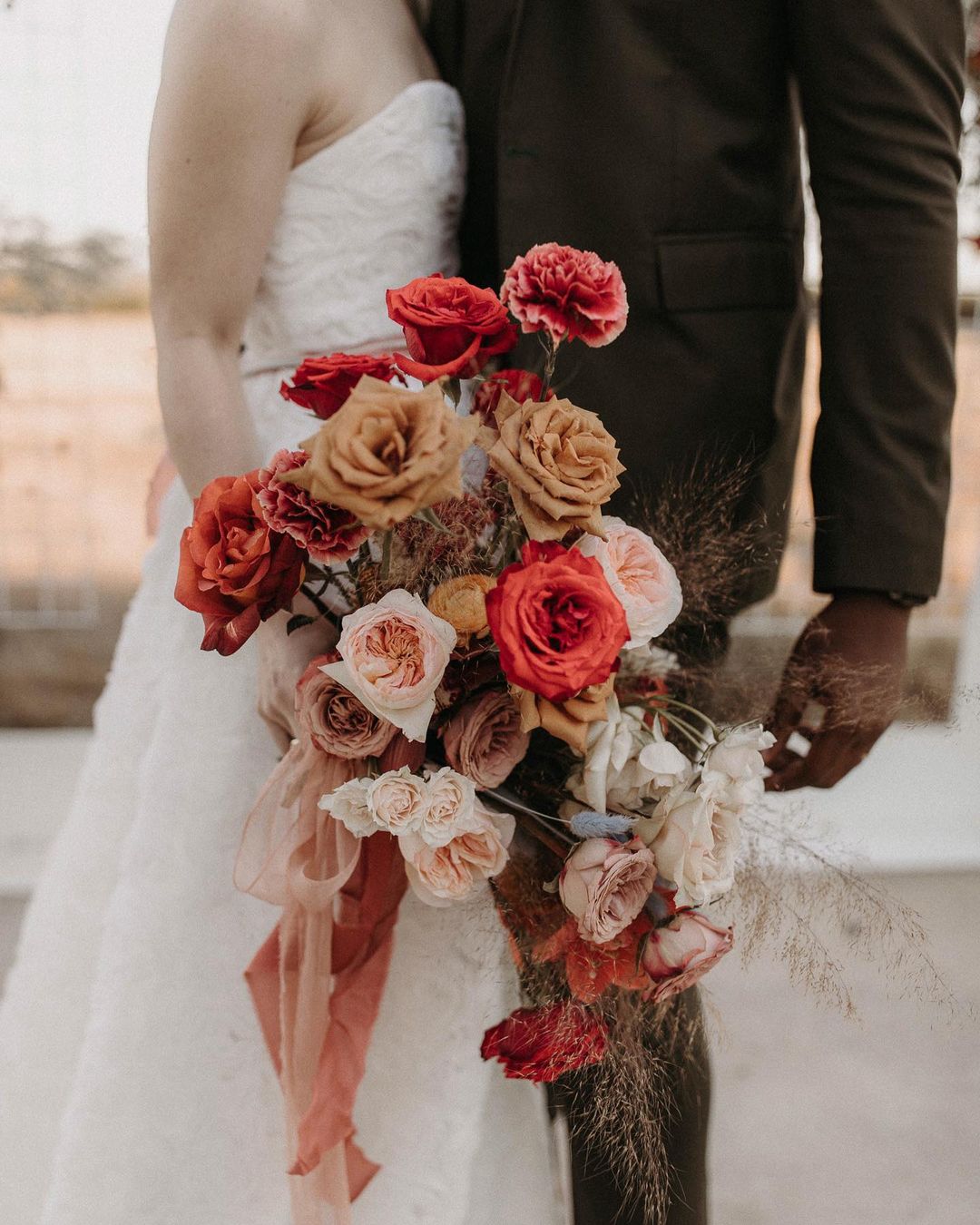 wedding bouquet ideas inspiration rose gold and marsala flowers
