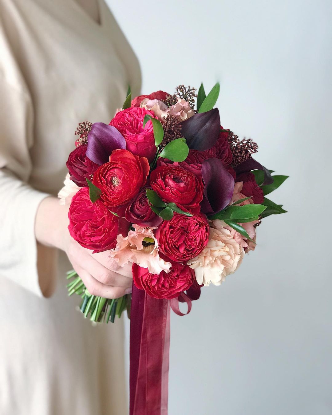 wedding bouquet ideas inspiration rose gold and marsala flowers