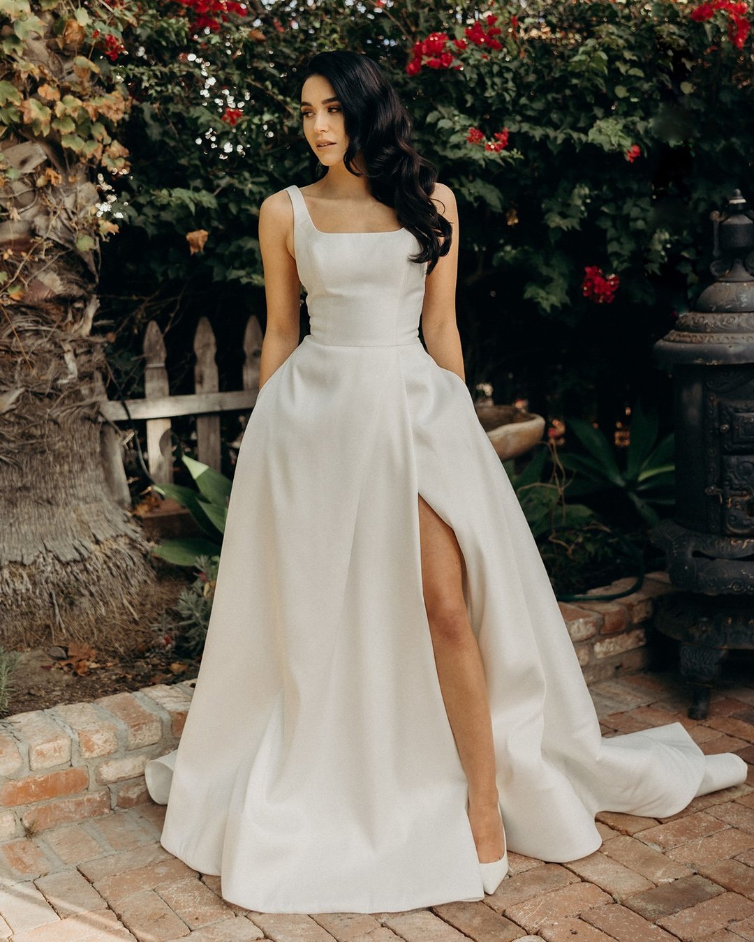 wedding dress designers simple with slit enzoani