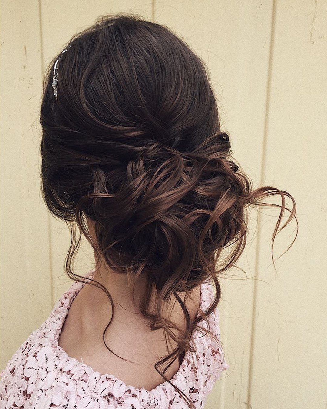 wedding hairstyles for long hair messy curly chignon kamalova