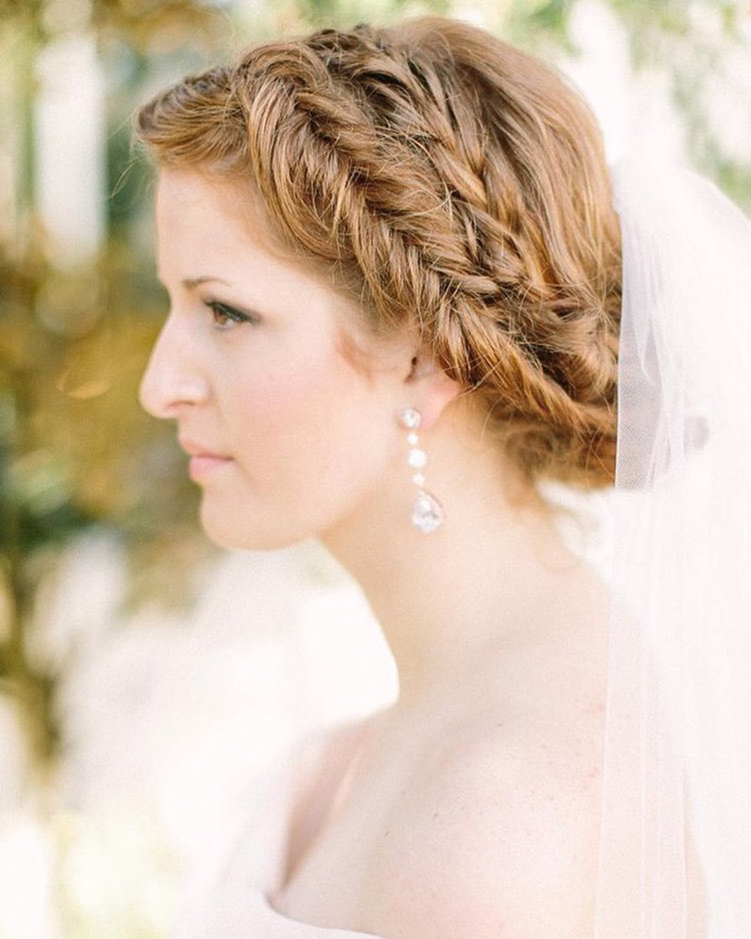 wedding hairstyles with veil braided updo for rustic bride haircomesthebride