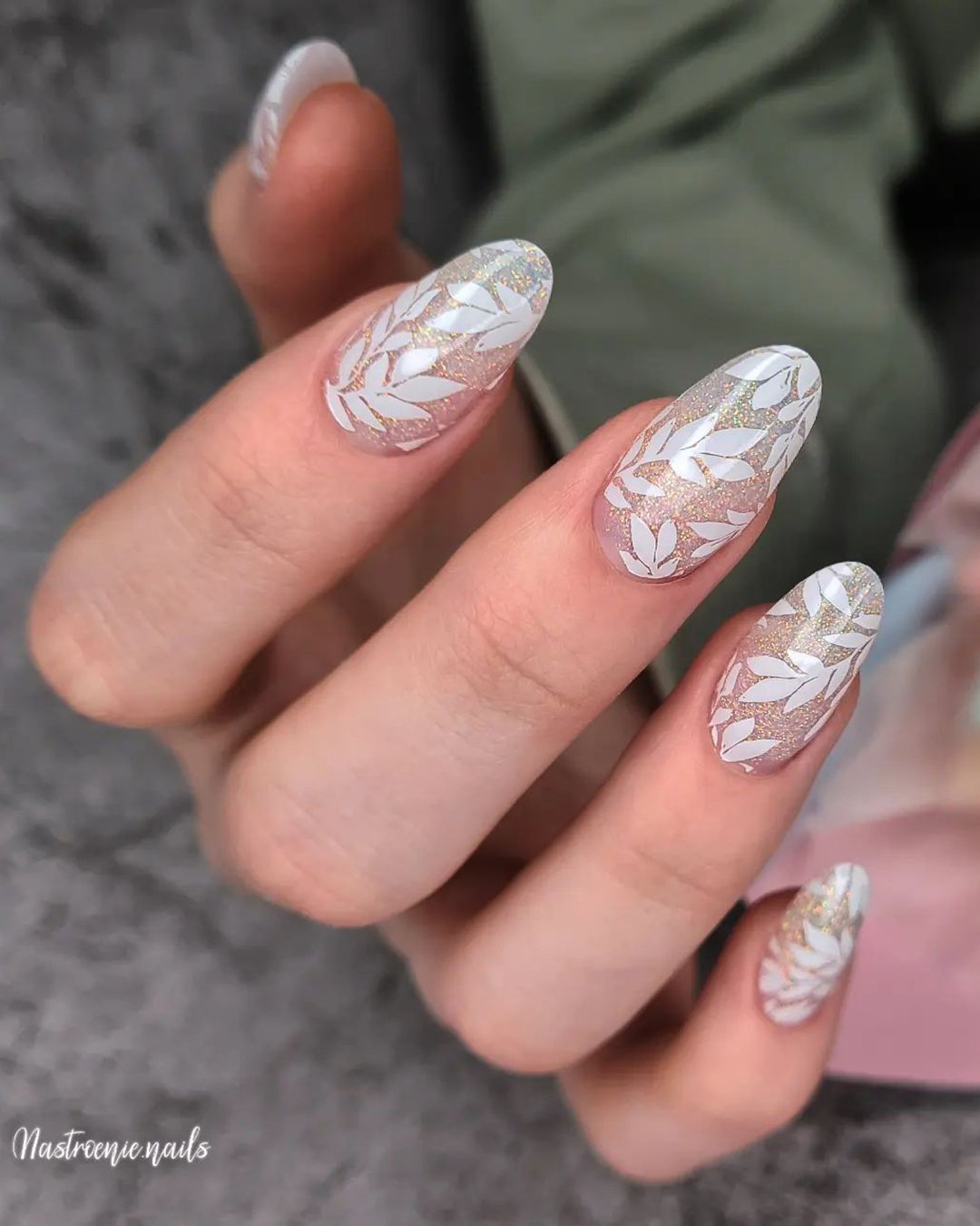 white nail designs white with leaves and gold nastroenie.nails