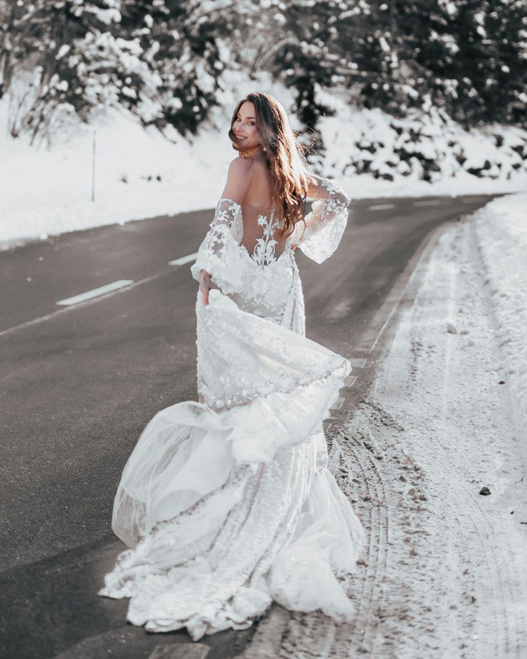 winter wedding dresses outfits off the shoulder with puff sleeves galialahav