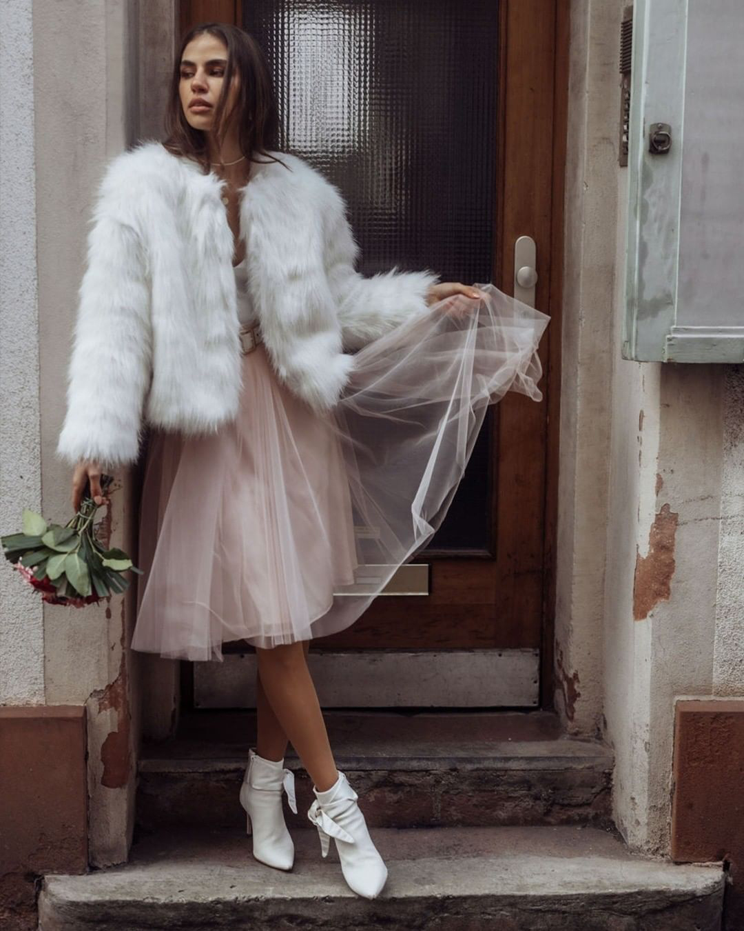 winter wedding dresses outfits with fur boots emmylondon